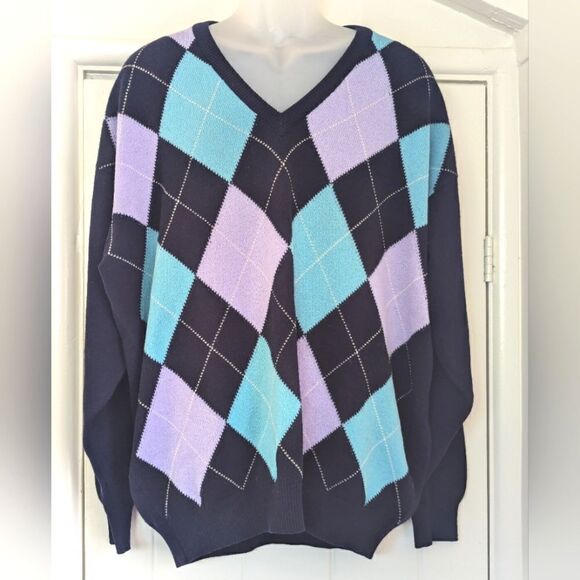 Pringle of Scotland Argyle Wool Sweater XL Collegiate Preppy Academia - Picture 1 of 10